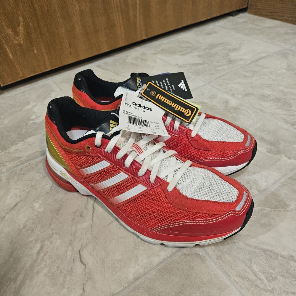 Adidas Adizero Boston 3 W Red White Gold Womens Running Shoe Size 9.5 Sneaker